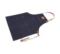Bib Apron Adjustable Chef Apron with Leather Strap Pockets for Men Women Working Cooking Gardening Crafting
