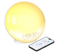 BIB_WJ Smart Alarm Clock with Wake Up Light Sunrise Simulation Sunrise Dusk 4 Alarms Nature Sounds Heavy Sleeping Mode Personalized Routines