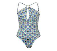 Biba Womens Highneck Swimsuit Deco Fan Print 12
