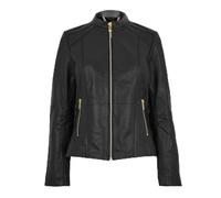 Biba Womens Neru Collar Leather Jacket Long Sleeve Black 18