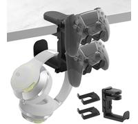 Bibabala Rotating Headphone Stand,PC Gaming Headset Stand,Controller Holder,Adjustable Clamp-on Headphone Holder,3in1 Under Desk Clamp Headset Hanger Hook with 360 Degree Swivel&Cable Clip