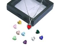 [BIBABLYKE] Women Neck Chain Handmade Birthstone Pendant Choker Vintage Interchangeable Zircon Clavicle Chain Decoration Party Jewelry for Her