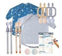 Bibado - Dippit Baby Spoon and Dipper, Mint & Blue (2-Pack) - Soft, Chewable Dipper & Deep Spoon - Two-Hand, Sensory Grip - Baby Weaning Set - Weaning Spoons - Baby Gifts - Baby Essentials - 6 Months+