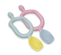 Bibado - Dippit Baby Spoon and Dipper, Pink & Grey (2-Pack) - Soft, Chewable Dipper & Deep Spoon - Two-Hand, Sensory Grip - Baby Weaning Set - Weaning Spoons - Baby Gifts - Baby Essentials - 6 Months+