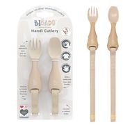 Bibado - Handi Cutlery Set (Mist) - Toddler Cutlery Weaning Set - Baby Spoons & Forks - Use with Coverall Bibs - Detachable Straps - Dishwasher Safe, BPA Free - Baby Essentials - 6 Months to 24 Months