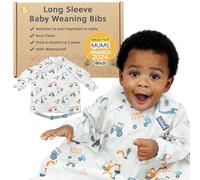 BIBaDO - Long Sleeve Baby Bibs - Babies & Toddlers 6-36 Months - Coverall Baby Weaning Bib - Easy Wipe Clean & Soft Fabric - Attach to Highchair & Tables - Waterproof - Machine Washable - Baby Gifts