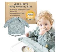 BIBaDO Long Sleeve Baby Bibs - Coverall Weaning Bib with Highchair Strap