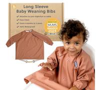 BIBaDO Long Sleeve Baby Bibs - Coverall Weaning Bib with Highchair Strap
