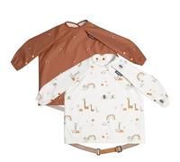 Bibado Long Sleeve Baby Bibs - Coverall Weaning Bib with Highchair Strap | Fits babies and toddlers age 6-36 months, waterproof, soft fabric, easy wipe-clean coverall. Machine washable.