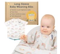 BIBaDO - Short Sleeve Baby Bibs - Babies & Toddlers 6-36 Months - Coverall Baby Weaning Bib - Easy Wipe Clean & Soft Fabric - Attach to Highchair & Tables - Waterproof - Machine Washable - Baby Gifts