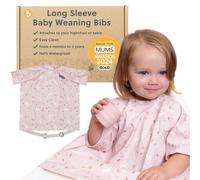 BIBaDO - Short Sleeve Baby Bibs - Babies & Toddlers 6-36 Months - Coverall Baby Weaning Bib - Easy Wipe Clean & Soft Fabric - Attach to Highchair & Tables - Waterproof - Machine Washable - Baby Gifts