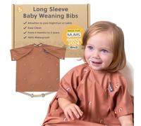 BIBaDO - Short Sleeve Baby Bibs - Babies & Toddlers 6-36 Months - Coverall Baby Weaning Bib - Easy Wipe Clean & Soft Fabric - Attach to Highchair & Tables - Waterproof - Machine Washable - Baby Gifts