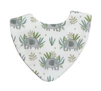 Bibbilyboo Waterproof Baby Dribble Bib, 1 Pack, 0-2 Years - Highly Absorbent & Naturally Antibacterial - Adjustable, Waterproof & Breathable Fabric - Award Winning Teething Bibs (Elephant)