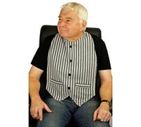BibblePlus Dignity Bibs Adult Bandana Bib/Clothing Protector - What A Gent Waistcoat Bib Black Pinstripe