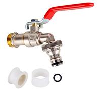 Bibcock Output Garden Tap 1/2 inch Brass Water Faucet Rust and Frost Proof Outdoor Water Faucet for Garden with 2 * Free Hose Connectors, 1x Roll Sealing Tape