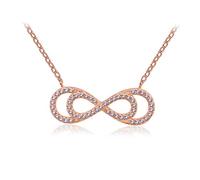 BiBeary Women elegant 925 Sterling Silver Zirconia CZ Infinity Eternity double 8 Shaped Chain Necklace rosegold-tone