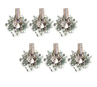 Bibelot 6 Pcs Small Christmas Wreath for Cabinets Kitchen, Mini Christmas Wreath with White Berry Bow Artificial Xmas Decor for Window Front Door Farmhouse Wall