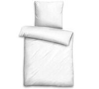 Biberna 0676066 Jacquard Satin Bed Linen Set with Pillowcase 1x 135 x 200 cm and 1x 80 x 80 cm White