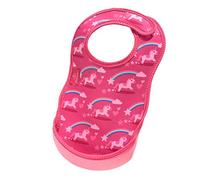 Bibetta Bib - Premium Neoprene Ultrabib for Comfort - Waterproof baby bibs - Weaning bibs with Crumb Catcher Pocket for Feeding Babies and Toddlers - Roll Up and Machine Washable (Unicorn)