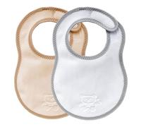 Bibetta Newborn Bibs 2 Pack - Soft Plush & Waterproof Baby Bibs for Newborns Feeding and Dribble (Cream & White)