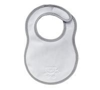 Bibetta Plush Bib - Super Soft Touch Cute Designer Waterproof Newborn Bib - White/Grey