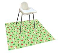 Bibetta XL Food Splash Mat for Under Highchair | 55 * 51 Inch Waterproof, Wipeable, Non-Slip Kids Messy Mat for Under Highchair| Soft Baby Mat for Weaning/Feeding/Playtime/Art/Activity (Green Bunny)