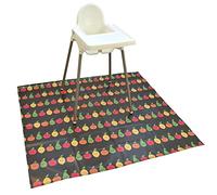 Bibetta XL Food Splash Mat for Under Highchair | 55 * 51 Inch Waterproof, Wipeable, Non-Slip Kids Messy Mat for Under Highchair| Soft Baby Mat for Weaning/Feeding/Playtime/Art/Activity (Grey Fruit)