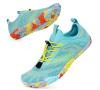 BibHoly Barefoot Shoes for Men and Women, Lightweight Breathable Trail Running Shoes, Non-Slip Fitness Shoes for Gym and Outdoor Activities, A07 Blue-Yellow, 6 UK