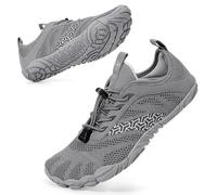 BibHoly Barefoot Shoes for Men and Women, Lightweight Breathable Trail Running Shoes, Non-Slip Fitness Shoes for Gym and Outdoor Activities, A06 Grey White, 4 UK