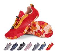 BibHoly Barefoot Shoes Women's Men's Barefoot Shoes Lightweight Breathable Trail Running Shoes Non-Slip Fitness Shoes Walking Shoes with Zero-Drop Solhe, 7j07 red, 6 UK
