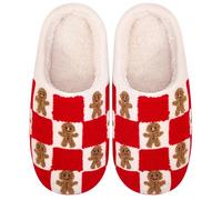 BibHoly Christmas Slippers for Men and Women, Winter Plush Slippers, Christmas Animals Slippers, Non-Slip Slippers, Funny Gifts for Christmas, e05 red, 8/8.5 UK