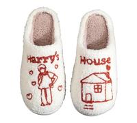 BibHoly Halloween Pumpkin Slippers for Women, Winter Warm Novelty Plush Spooky Slippers, Soft Plush Comfy Warm Spooky Halloween Pumpkin House Slip On Slippers for Autumn Winter