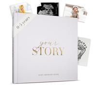 Bibi & Beau Baby Memory Book New Mom Gift - Your Story - Baby Record Book & Photo Album - Gift for Newborn Baby Boy & Girl, Great For Baby Showers (Gray)