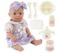 Bibi Doll 16” Moving Eyes Baby Doll Age 3+ with Accessories Kids Role Play Toy Doll Playset Nappies Spoon Fork Children's Gift Toys