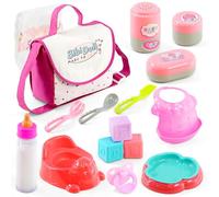 Bibi Doll 16-Piece Baby Doll Changing Bag & Accessories - Pretend Care Set with Mat, Nappy, Magic Milk Bottle, Potty, Feeding Bowl, Dummy - Nurturing Role Play Toys for Kids, Girls & Boys, Ages 3+