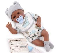 Bibi Doll 17" Black Baby Doll Toy Realistic Ethnic Reborn Boy Dummy & Bottle Bibi Doll