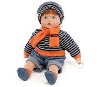 BiBi Doll 18" Baby Doll Boy with Dummy & Sounds - Lifelike Ginger Hair, Realistic Freckles, Soft Body, Open & Close Eyes, Toy for Girls & Boys Aged 18 Months+