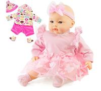 Bibi Doll 18" Baby Doll Girl Pink Dress Soft Body Extra Outfit Sounds & Dummy