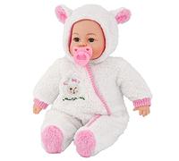 Bibi Doll - 18" Lifelike Large Soft Bodied Baby Doll With Dummy & Sounds Girls Boys Toy (Girl Doll In White Onesie)