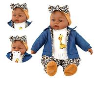 Bibi Doll - 18" Lifelike Large Soft Bodied Black Baby Doll With Dummy & Sounds Girls Boys Toy (Ethnic Girl Doll In Animal Print)