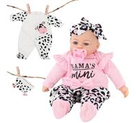 Bibi Doll 18" Realistic Baby Doll Girl Mini Moo with Cow Themed Outfit, Dummy, Sounds and an Extra Outfit - Cuddly Soft Body with Vinyl Limbs - Ideal for Girls and Boys Aged 18 Months and Up