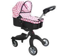 BiBi Doll 2-in-1 Dolls Pram & Carrier - Pink Versatile Baby Doll Pushchair, Adjustable Handle Grows with Child, Detachable Carry Cot, Foldable Frame - Great Travel & Role Play Toy for Girls, Ages 3+