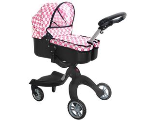 BiBi Doll 2-in-1 Dolls Pram & Carrier - Pink Versatile Baby Doll Pushchair, Adjustable Handle Grows with Child, Detachable Carry Cot, Foldable Frame - Great Travel & Role Play Toy for Girls, Ages 3+