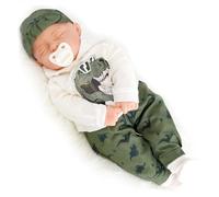 Bibi Doll 20" Baby Boy Doll - Large Lifelike Size, Sleeping Baby Doll, Soft Body, with Dummy & Sounds in Green Dinosaur Themed Outfit, Toy for Boys & Girls Aged 18 Months+