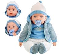 BiBi Doll 20" Baby Boy Doll - Large Lifelike Size, Soft Body, with Dummy & Sounds in Blue Space Jacket Outfit, Toy for Boys & Girls Aged 18 Months+