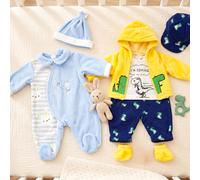 BiBi Doll 20" Baby Doll Clothes Set of 2 Reborn Outfits Dinosaur Jacket & Bunny Jumpsuit