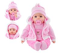 BiBi Doll 20" Baby Girl Doll - Large Lifelike Size, Soft Body, with Dummy & Sounds in Baby Pink Coat, Outfit, Toy for Boys & Girls Aged 18 Months+
