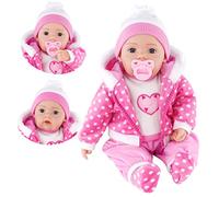 BiBi Doll 20" Baby Girl Doll - Large Lifelike Size, Soft Body, with Dummy & Sounds in Candy Pink Coat Outfit, Toy for Boys & Girls Aged 18 Months+