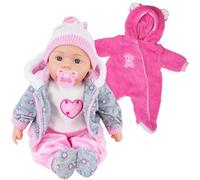 BiBi Doll 20" Baby Girl Doll - Large Lifelike Size, Soft Body, with Dummy & Sounds in Grey Jacket & Extra Jumpsuit Outfit, Toy for Boys & Girls Aged 18 Months+
