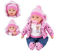 BiBi Doll 20" Baby Girl Doll - Large Lifelike Size, Soft Body, with Dummy & Sounds in Neon Pink Coat Outfit, Toy for Boys & Girls Aged 18 Months+